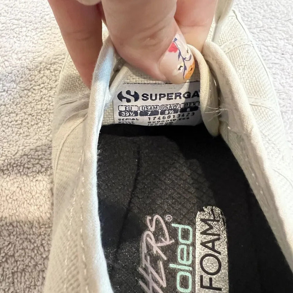 Superga Women Ivory Canvas Classic Sneaker 39.5/8 2750 Cotu Flat Shoe *Run Small - Picture 10 of 11